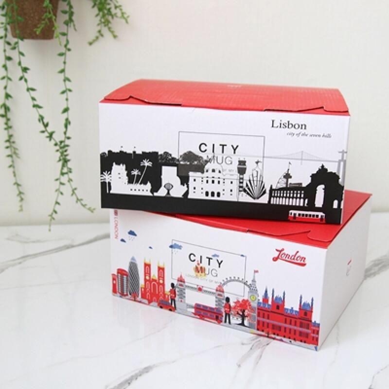 City Cafe Mug European 4-piece Set, Individual Box Gift, Vintage Parisian Feel