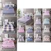 Luxurious Bedding Fitted Sheet Floral Flower Pillowcase Bed Cover With Elastic Cover