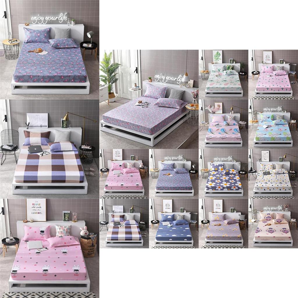 Luxurious Bedding Fitted Sheet Floral Flower Pillowcase Bed Cover With Elastic Cover