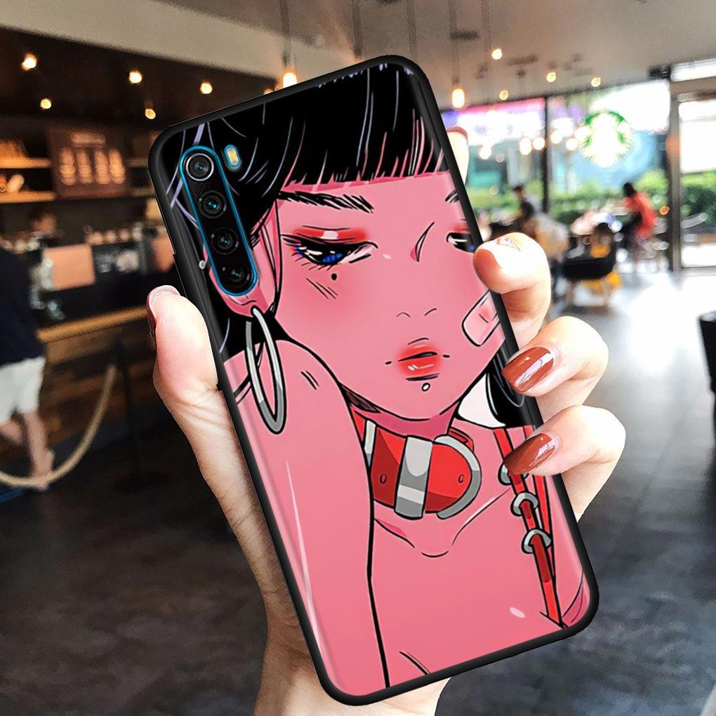 Super Cute Girl Anime Mobile Phone Shell for Redmi Note 10 11 11S 11E 7 8 8T 9 9S 9T Pro Plus 4G 5G Black Soft Case Cover Fundas