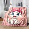 1pc Cute Cartoon Cat with Pink Bow Blanket - Seasonal Home Decor, Throw Blanket for All Seasons, for Decorating Your Own Sofa and Living Roo