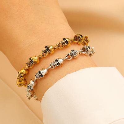 Men's Punk Skull Bracelet – Vintage Metal Biker Chain, Trendy Gothic Jewelry, Cool Cross-Border Hot-Selling Accessories