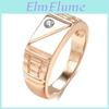 Fashion Rose Glossy Men Ring Gold Simple Square Natural Zircon Ring For Women High Quality Daily Fine Jewelry