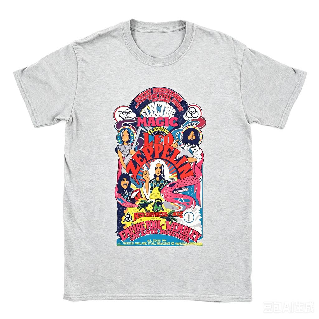 The Mother Ship Led Zeppelin Cotton Tshirt For Adult Summer Funny Tshirts Hippie Tee Shirt Oversized Cheap Clothing