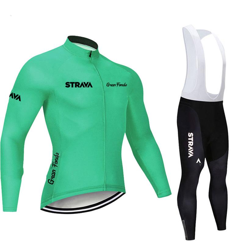 New STRAVA Cycling Suit Long Sleeve Strap Suit Men's and Women's Cycling Suit Road Cycling Shirt