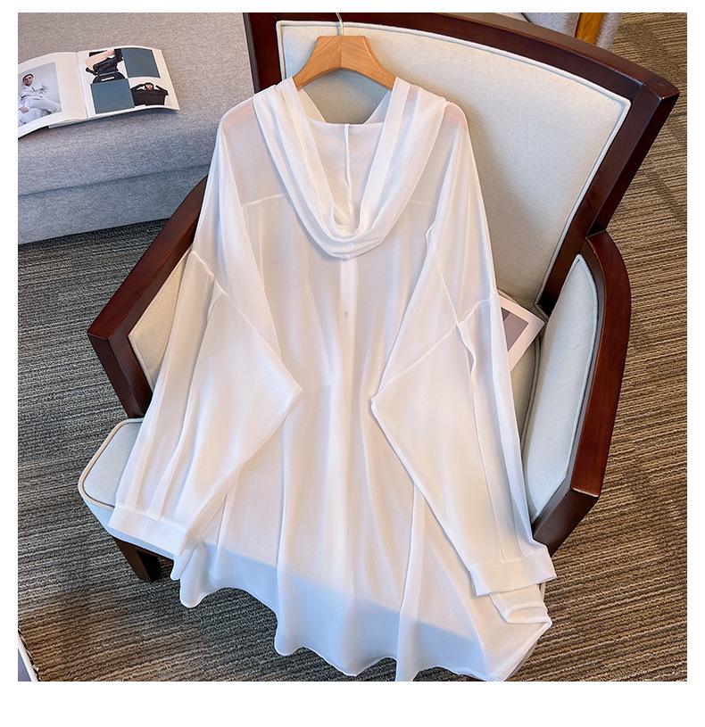 Sheer Plus Size 240 Jin Batwing Hoodie - Slimming & Versatile Summer Cover-Up