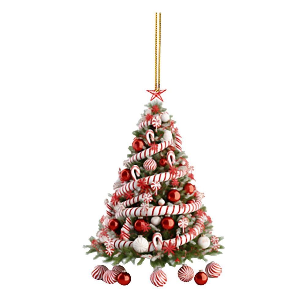 Acrylic Christmas Tree Ornament Cute Acrylic Tree Pendant Cartoon Car Flat Pendants  Xmas Gift