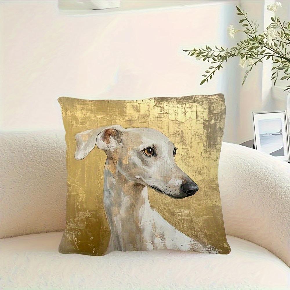 Single-sided Printed Pillowcase Featuring a Golden Greyhound Pattern,