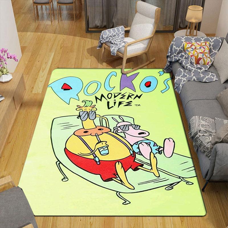 Rocko's Modern Life Rug Floor Mat for Living Room or Bedroom Soft and Comfortable Carpet a Gift for Birthday and Holiday.