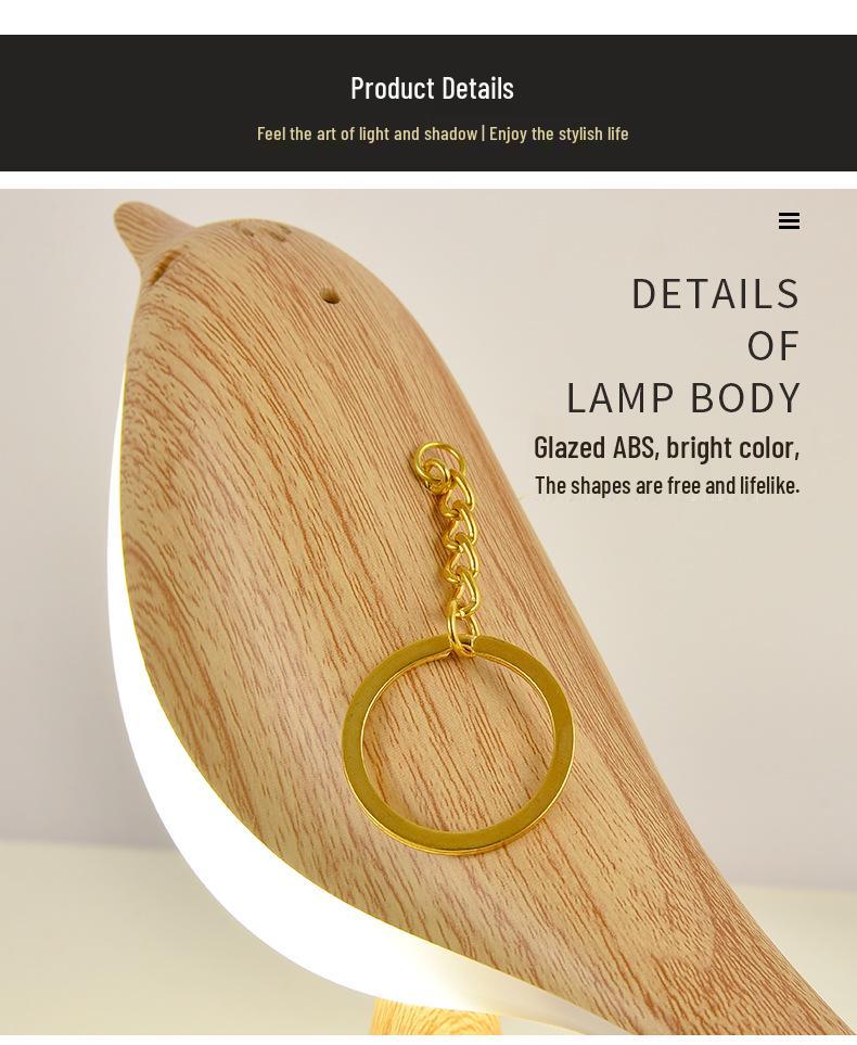 Magpie Aroma LED Night Light: Touch-Activated Bird Lamp for Car, Bedroom, or Bedside Table.