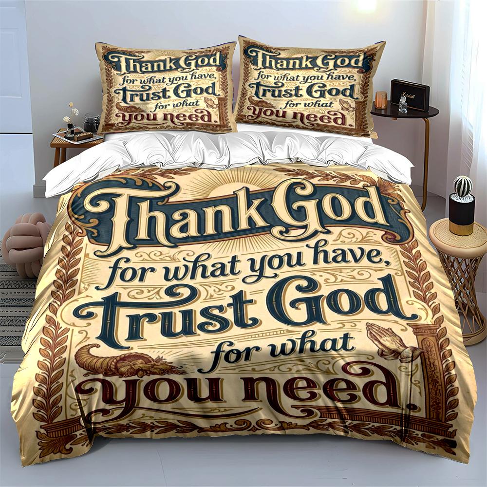Thank God Trust God Inspirational Bedding Bedding set (1 duvet cover, 2 pillowcases, duvet not included)
