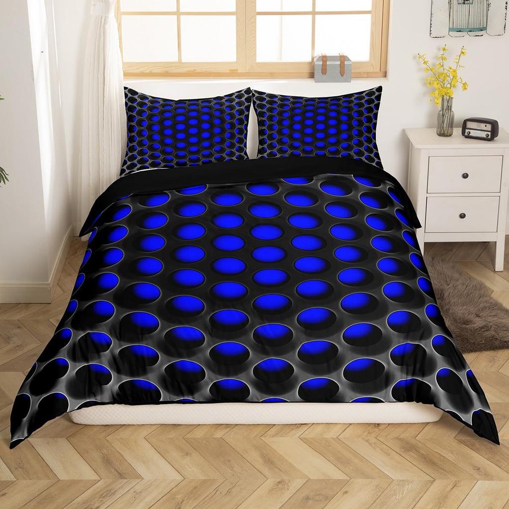 Abstract Honeycomb Coal 3D Digital Printing Three-Piece Set, Duvet Cover, Bedding Set With Pillowcase