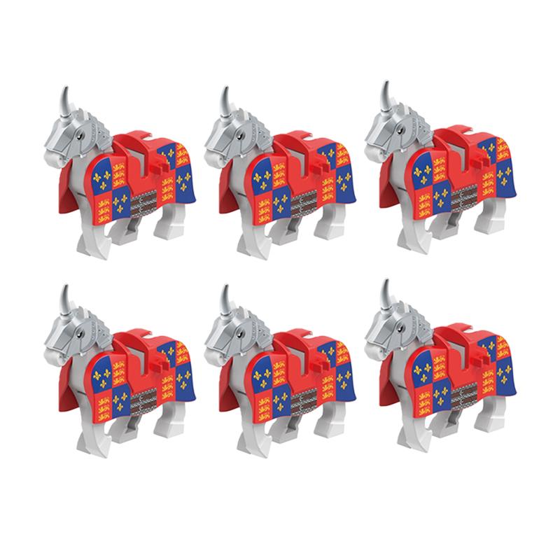 Medieval Military Building Blocks Cavalry Army Horse Animal Elephant Camel Wolf Crocodile Brick Toy Accessories S003