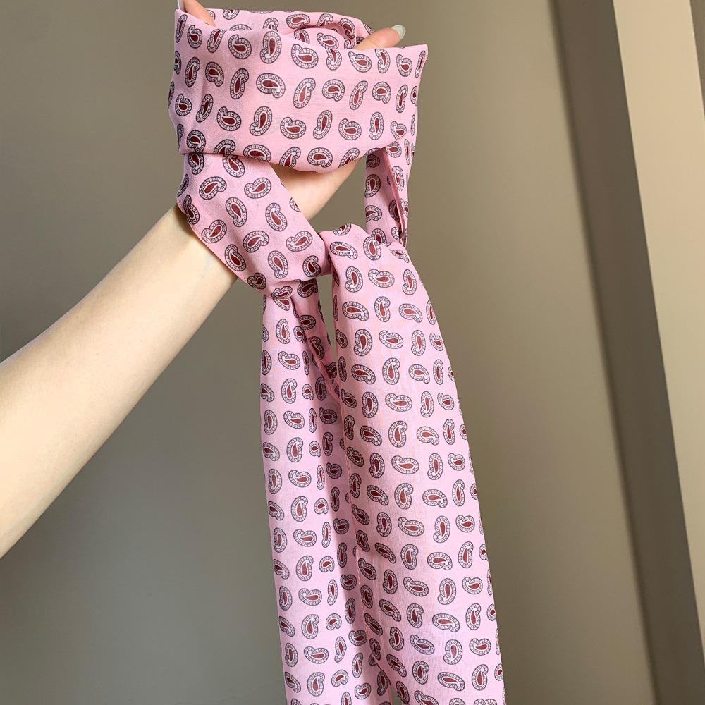 

New Polka Dot Pattern Floral Long Scarf Lightweight Polyester Belt Performance Props Decorative Handbag Accessories
