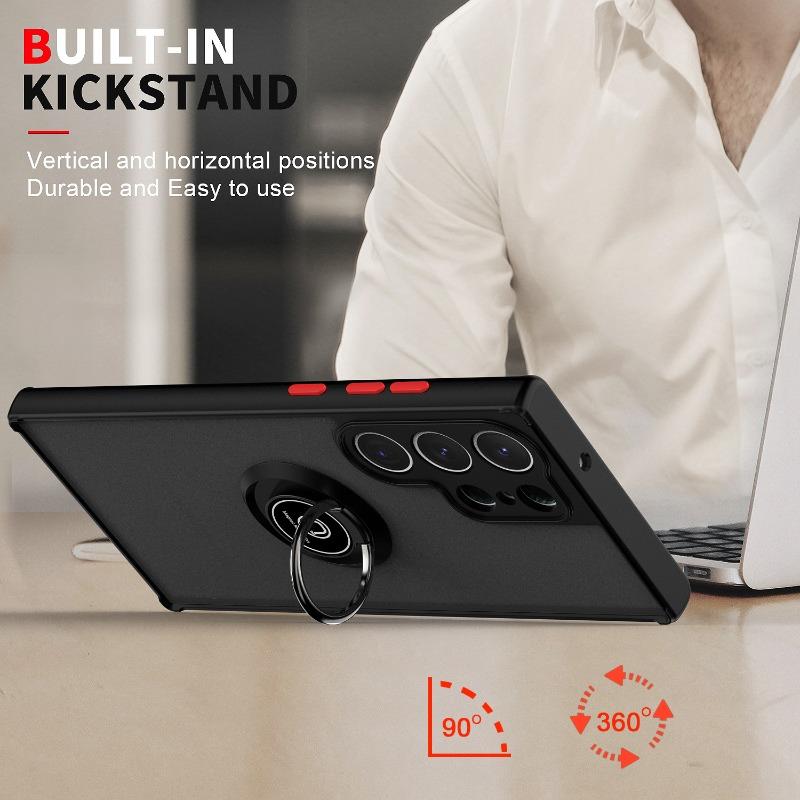 Ultradünne mattierte Anti-Fall-Ring-Magnet-Silikon-Handyhülle für Samsung S25 S24 S23 S22 S21 S20 Ultra Plus A55 A52 A53 Note10