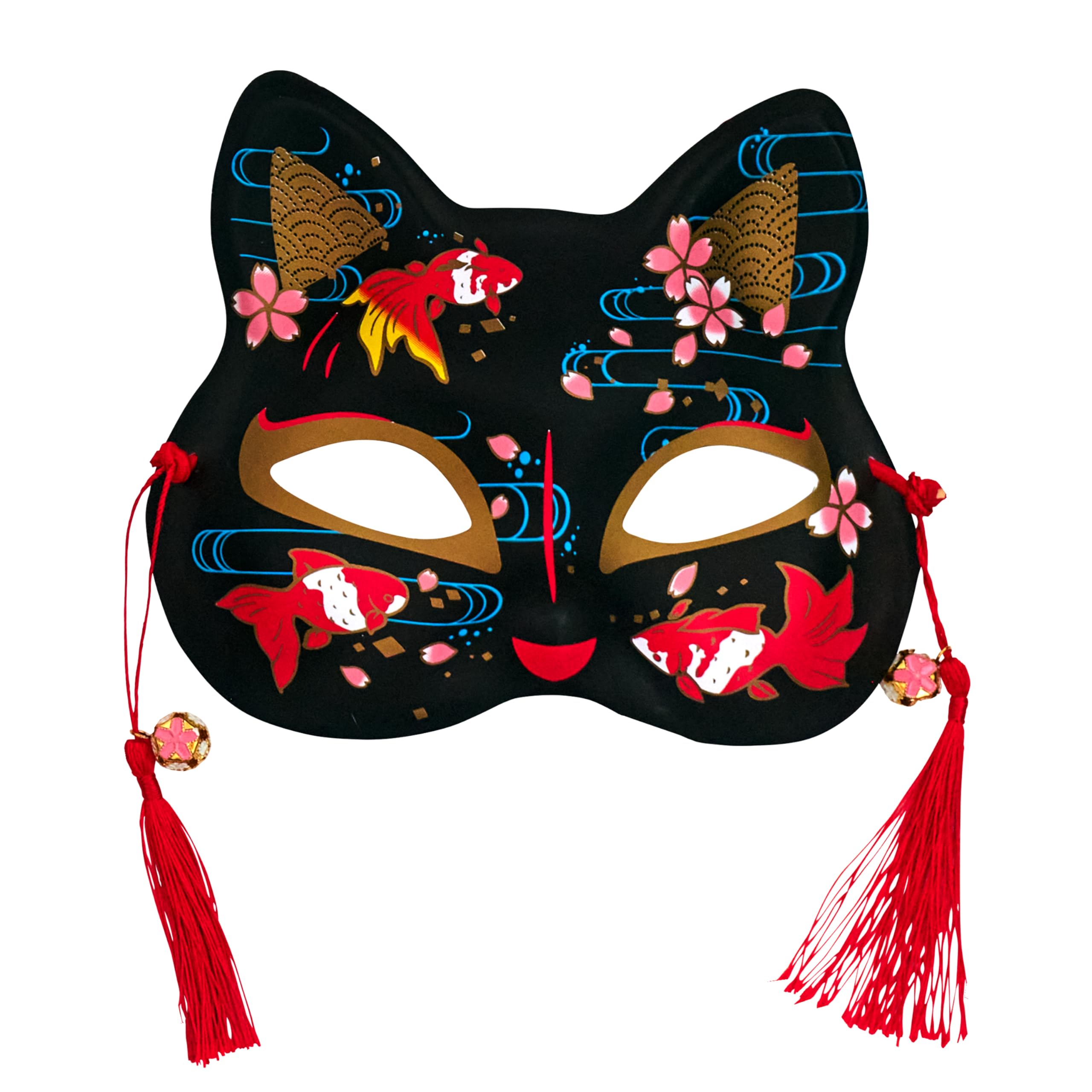 Маска для лица Clearstone в японском стиле, половина лица, с дизайном черной золотой рыбки, унисекс, черная