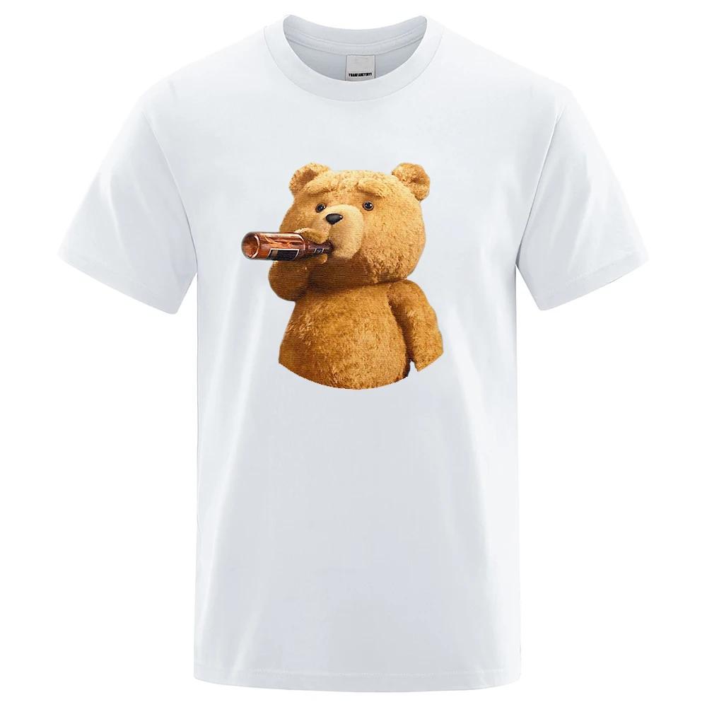 Men's and Women's Short Sleeved Motorcycle T-shirts Cartoon Couple Outfits Unisex Street Clothing Kawai TED2 Bear Designer Y2K