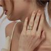 Women's High-End French Retro 14K Gold-Plated Titanium Steel Ring with Mother-of-Pearl Stripes
