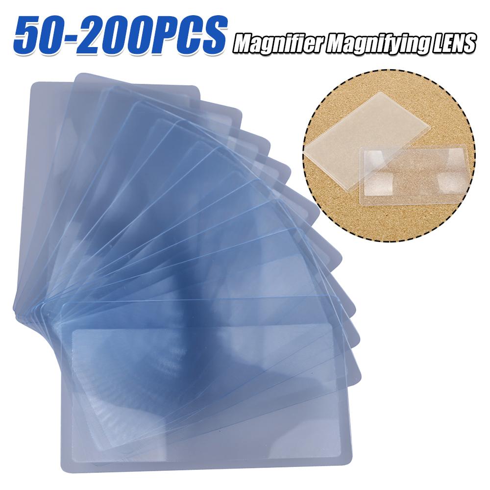 50-200PCS 3X Magnification Magnifier Credit Card Magnifier Fresnel LENS Pocket Credit Card Size Transparent Magnifying Glass