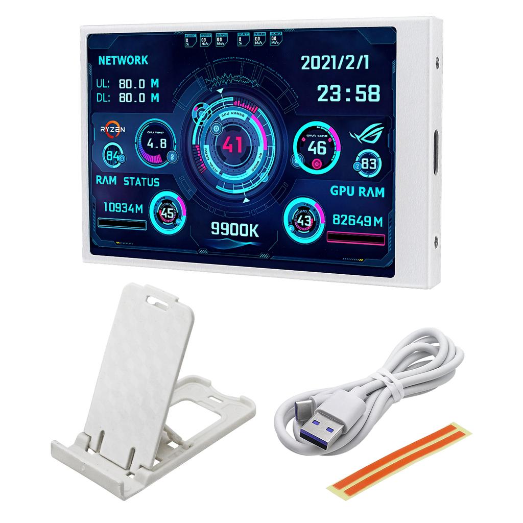 3,5palcový sekundární monitor IPS USB Type-C 320×480 AIDA64 Zobrazovač stavu CPU GPU RAM HDD pro Windows 10/11