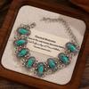 Vintage Boho Rotstein Gliederarmband Silberfarben Ethnisch Inspiriert Verzierter Armschmuck für Damen