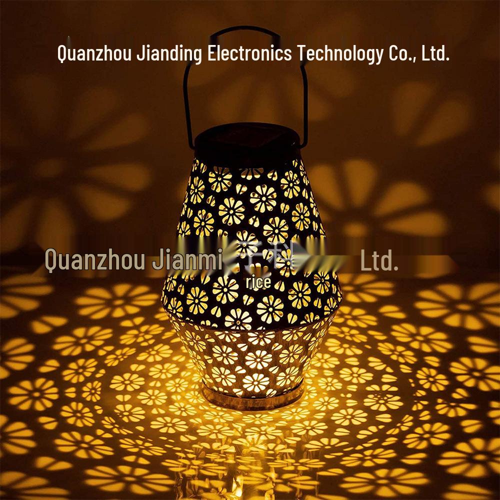 Ghirlande Luminoase Solare LED Transfrontaliere: Decor suspendat din fier forjat gol pentru peisaj de curte exterioară