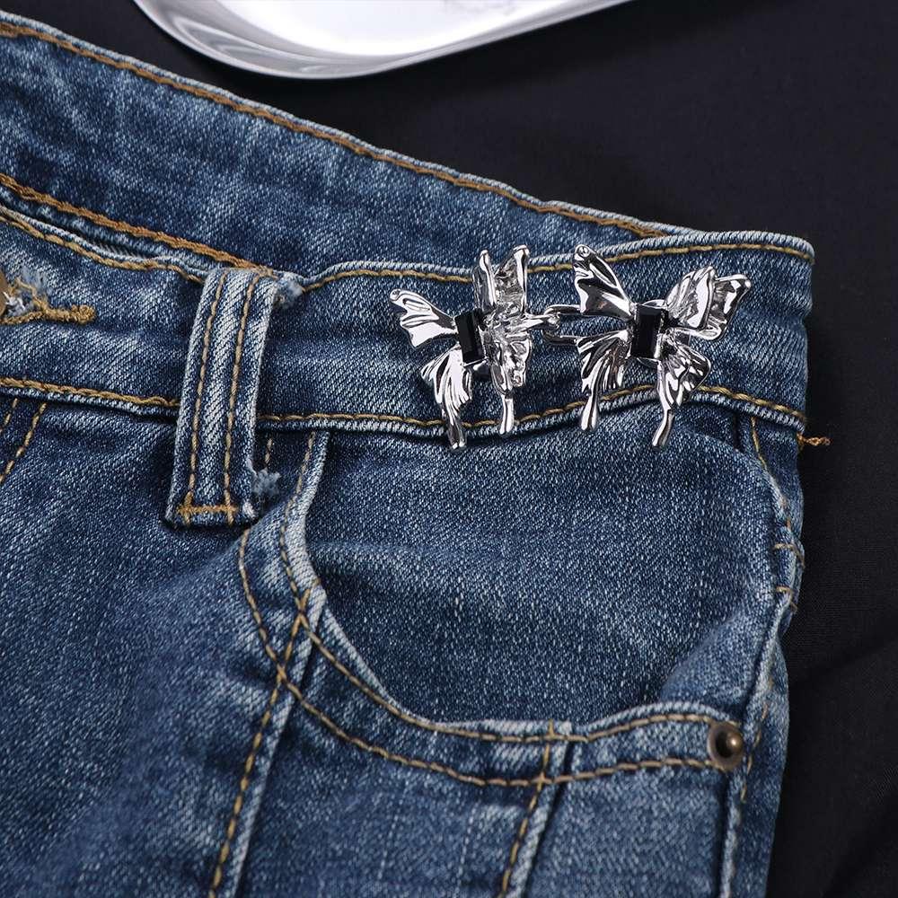 

Пряжка на талии, брюки-бабочки, затягивающиеся пуговицы, пуговицы Y2K для свободных джинсов, модные юбки