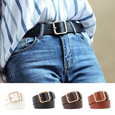 Classic Gold Silver Buckle Ladies Wide Belt PU Leather Belts For Women Jeans Belt KTB