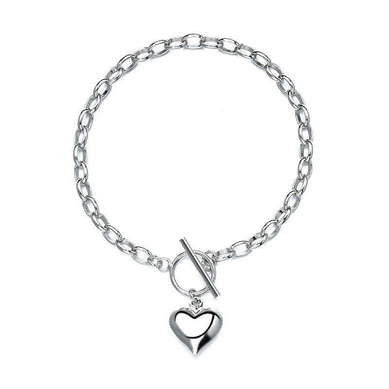 VENTFILLE 925 Sterling Silver Star Love Heart Pendant Round Bead Pearl Bracelet For Girls Sweet Romantic Style Gifts For Lovers