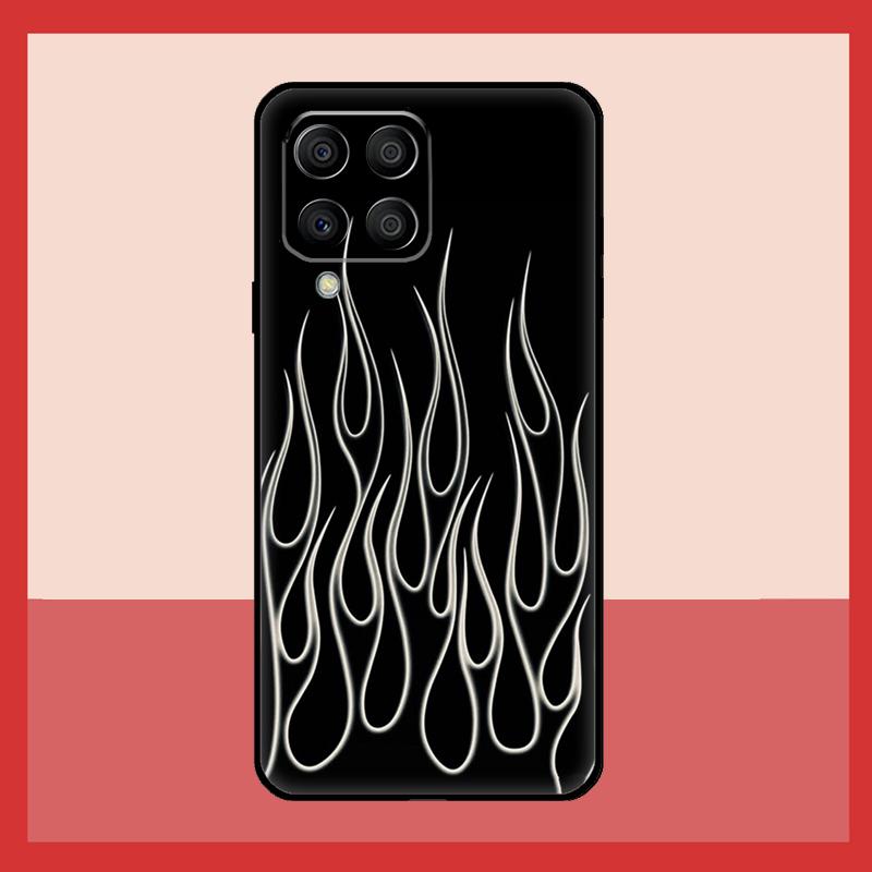 Blue Red Flame Fire Case For Samsung Galaxy M52 M32 M53 M16 M11 M21 M31 M35 M12 M13 M14 M15 M36 M56 M55 M34 M54