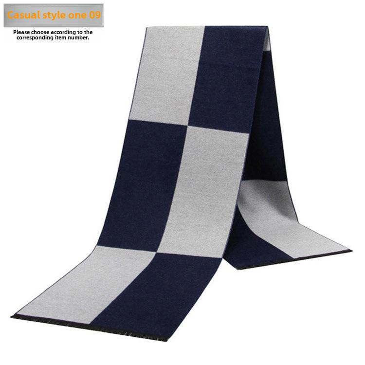 Men's Autumn & Winter Plaid Imitation Cashmere Scarf - Warm & Thick Custom Design