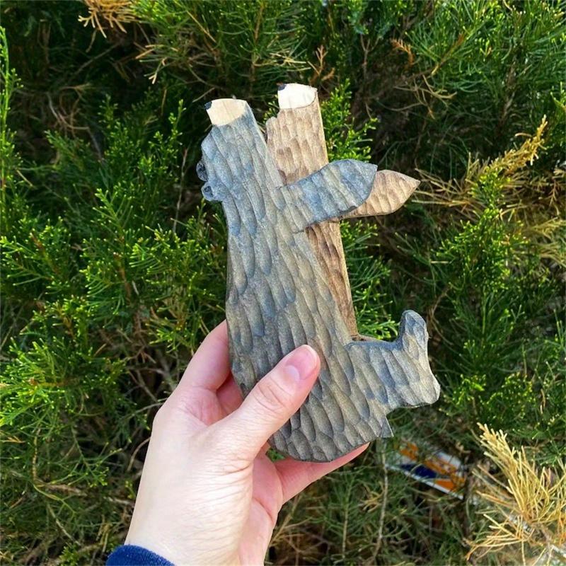 Charming Wooden Bear Door Topper As Corner Sculpture Decor in Home or Office Decoration Gel  Decorative Figurines