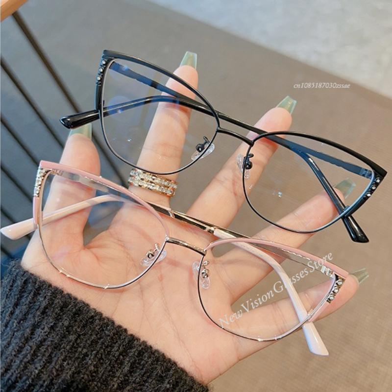 1.67 1.74 -8 to +8 Women Cat Eye Glasses Design Trendy Metal Anti Blue Light Glasses Blue Light Blocking Eyewear Computer Optical Spectacle