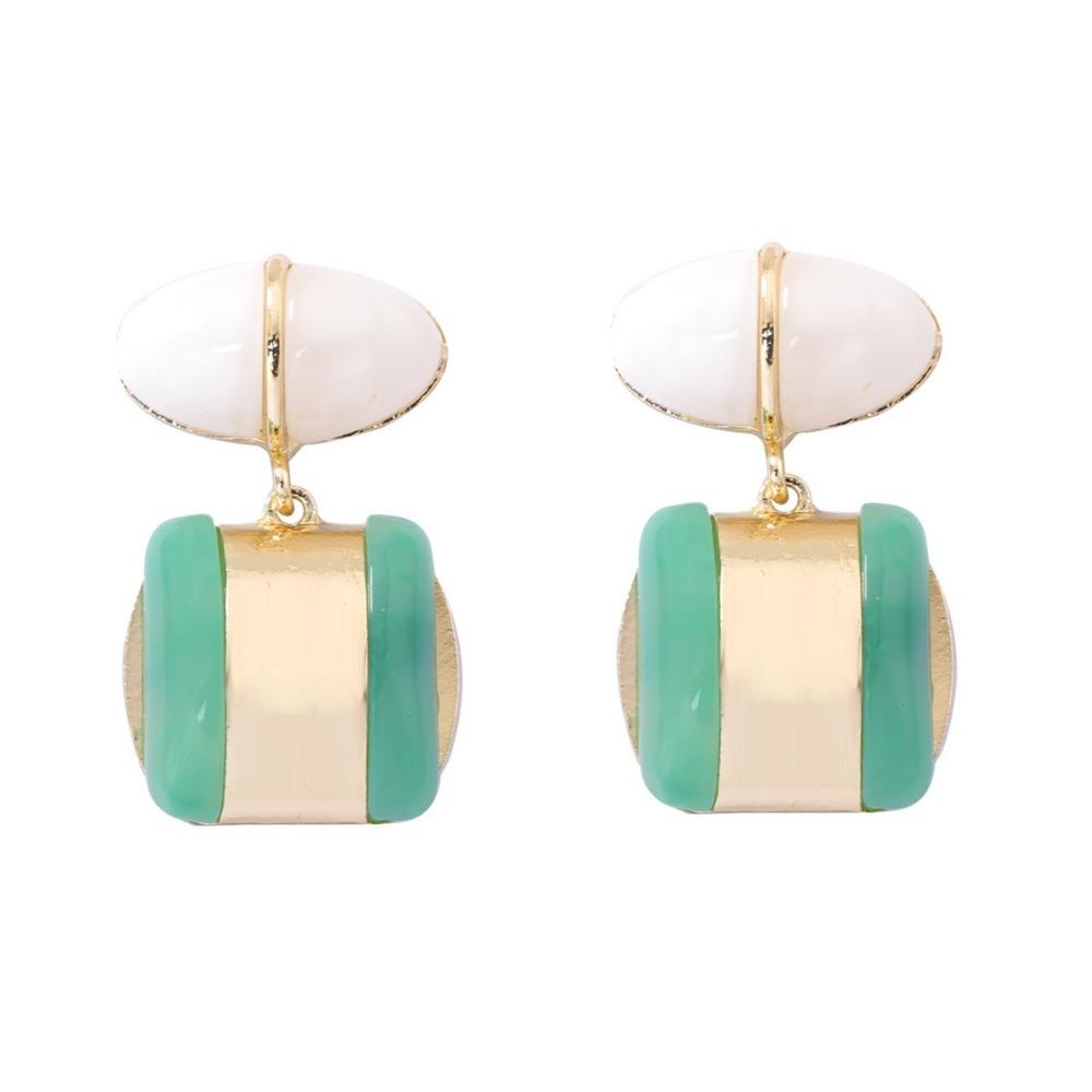 Charm Geometric Square Dangle Earrings Color-block Bohemian Dangle Earring Women золотой