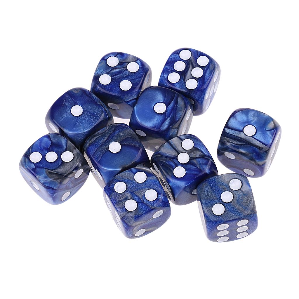10x Six Sided D6 Dice Dotted For Props Purple Blue