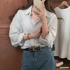 Striped Shirt Female Casual Versatile Long-sleeved Shirt Cardigan Loose Jacket Vintage Basic Office Casual Women Shirt Comfortable Women's Clothes