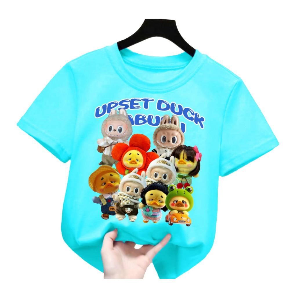 New Labubu T-shirt Children's Multi Color Round Neck Short Sleeve Cartoon Printed Girls' Top