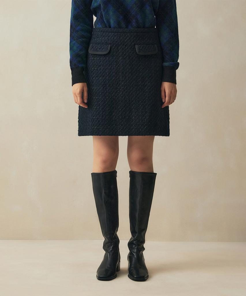 Brooks Brothers Boucle 2-Pocket Skirt (Navy) (Bbkzwf4151Qef)