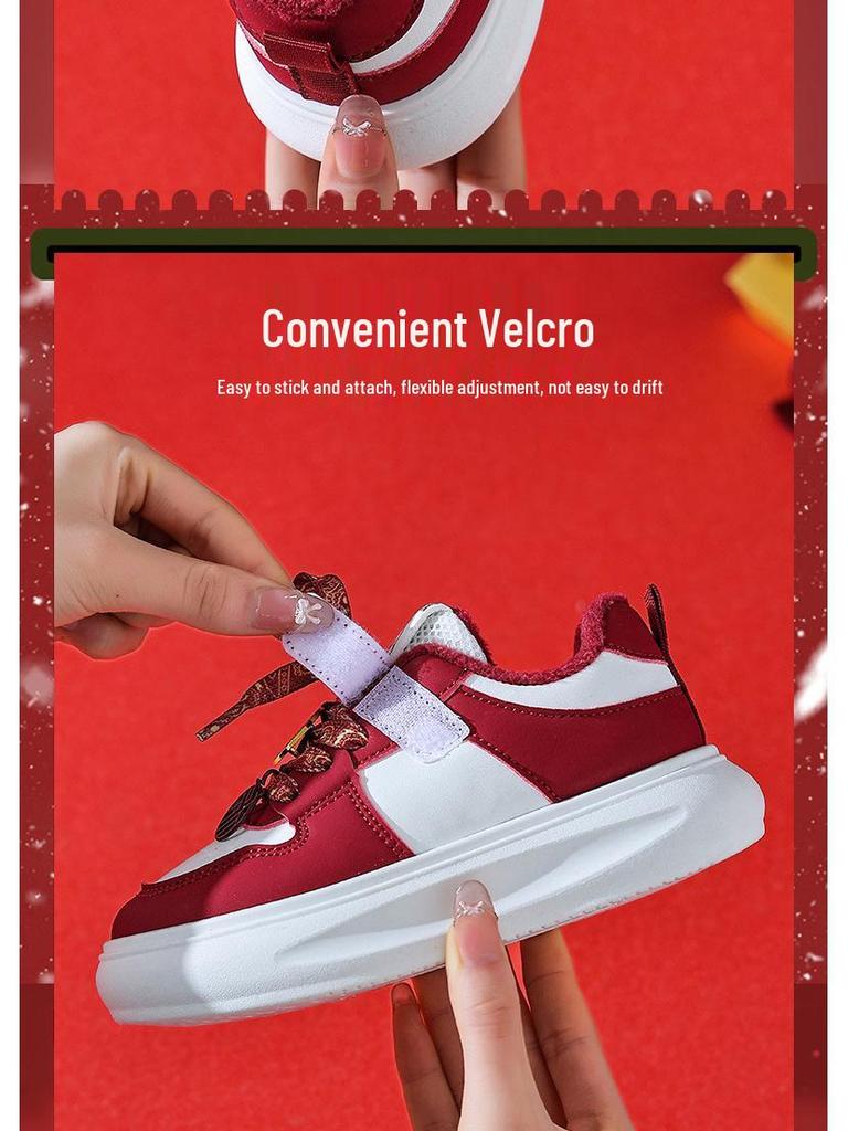 2026 Kids' Waterproof Winter Leather Sneakers: Velvet-Lined, Trendy, for Toddlers & Young Children.