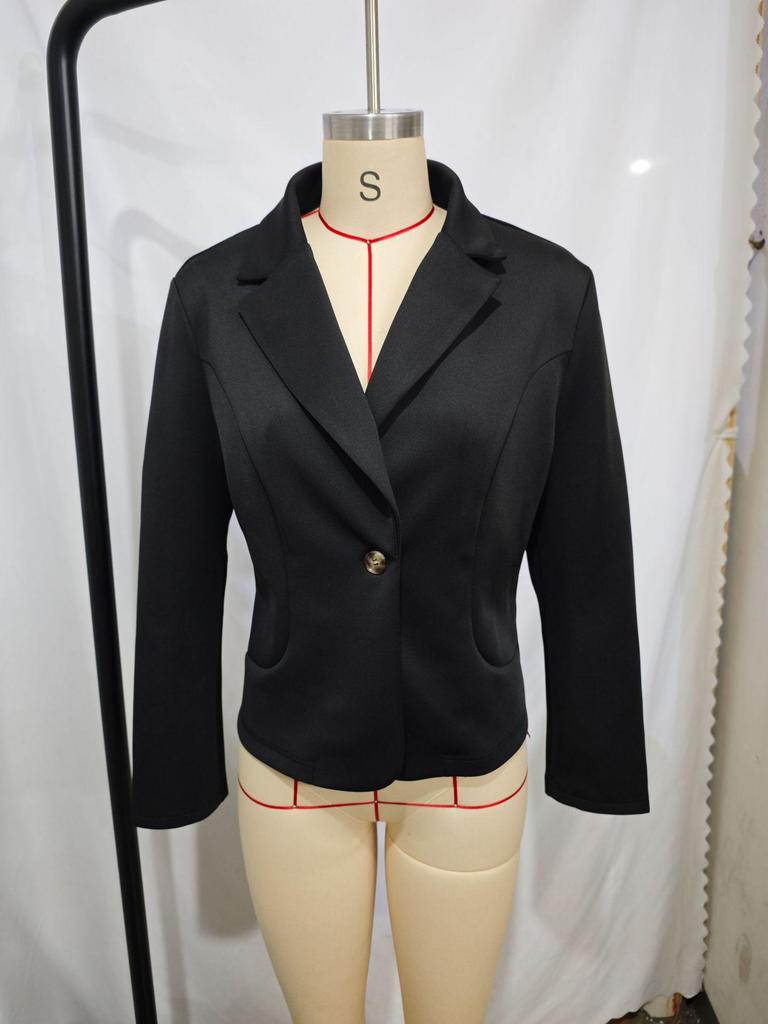 2026 Autumn Women's Slim Fit Long Sleeve Solid Color Blazer Jacket