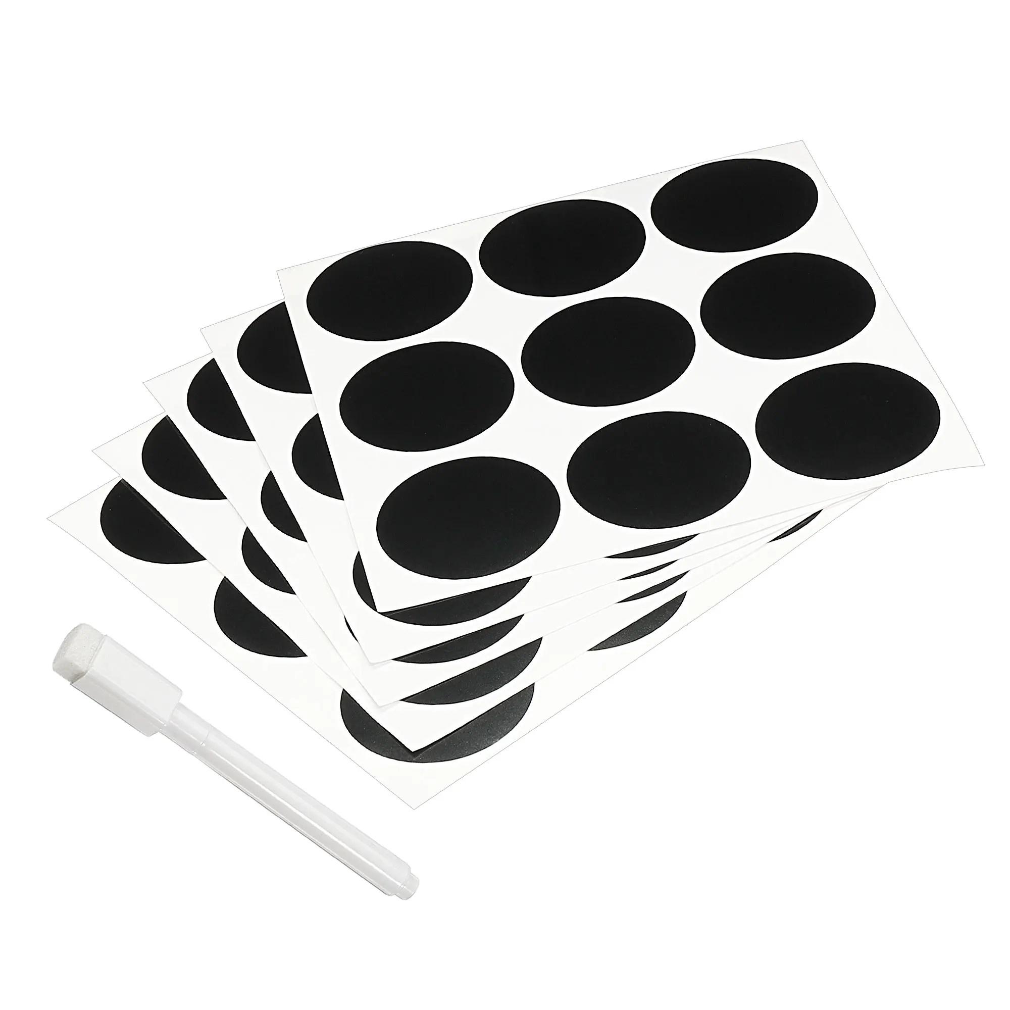 20Pcs Round Black Blackboard Sticker Labels Chalkboard Kitchen Spice Label Stickers Home Bottles Tags Erasable Marker Pen