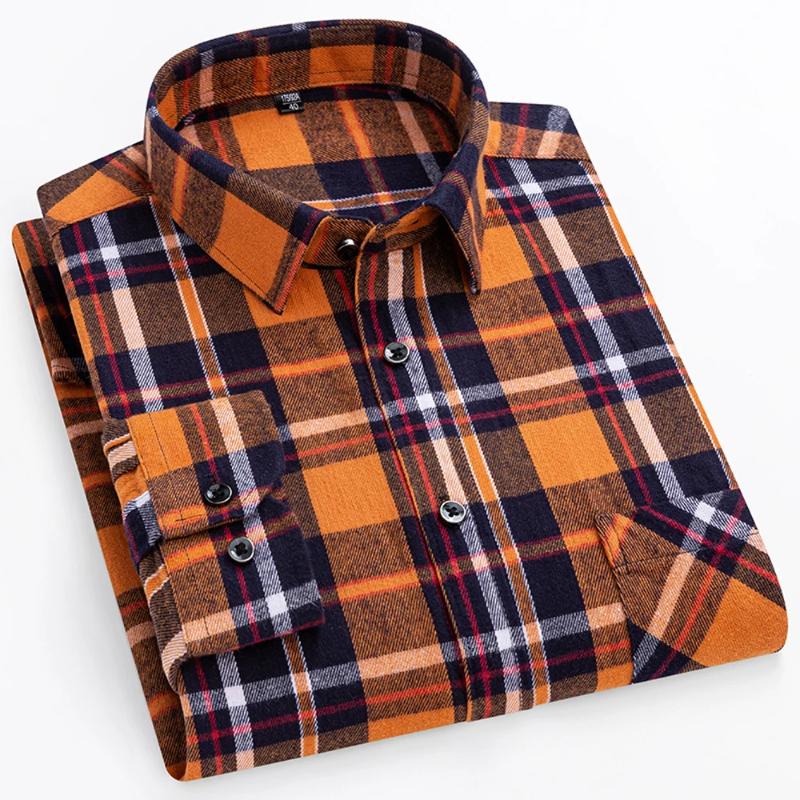 Plus Oversize 8xl Men's Flannel Shirts Men Long Sleeve Casual Comfortable Men's Plaid Shirt 100 Cotton Big Size Single Pocket
