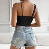 Women's Summer Slim Cutout Waffle Ultra Short Camisole Tank Top