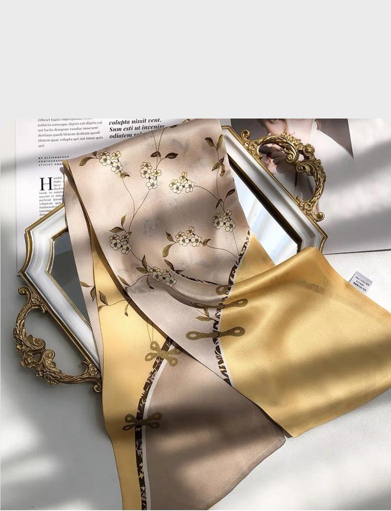 Langer Seidenschal Damen Sommer Kleiner Seidenschal Druck Simulation Seide Bindetasche Streamer Professioneller Kleiner Schal