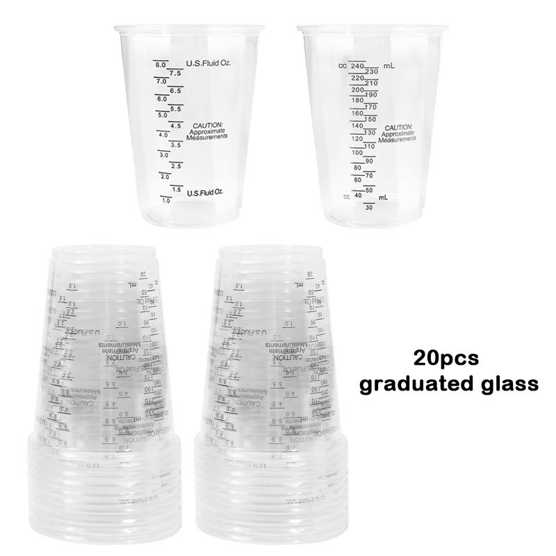 

FAIS DU 8oz Disposable Measuring Cups with Stirring Sticks Plastic Epoxy Resin Mixing Cups for Baking, Mixing Paint, Pigments 250ml