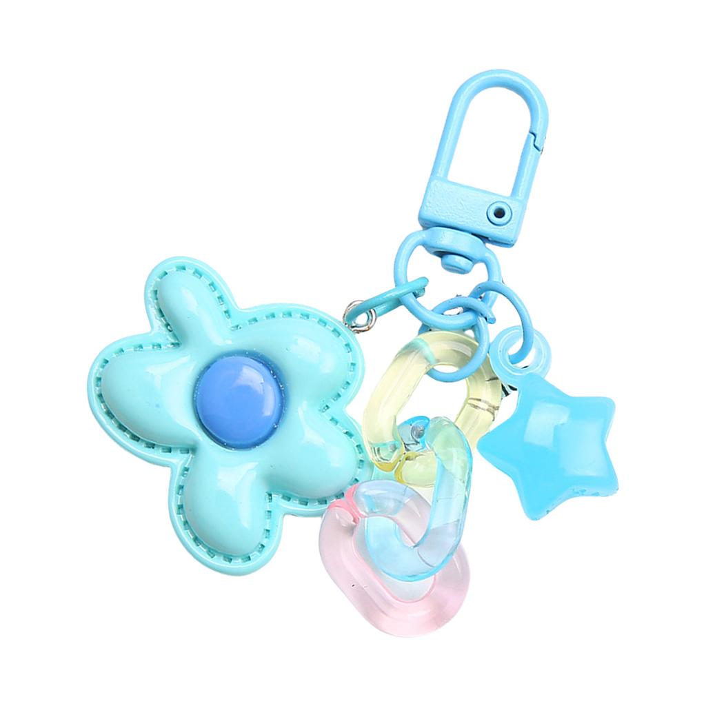 Shiny Five Petal Flower Star Keychain Candy Color Alloy Bag Charm Accessory Decoration For Women Girls Lady