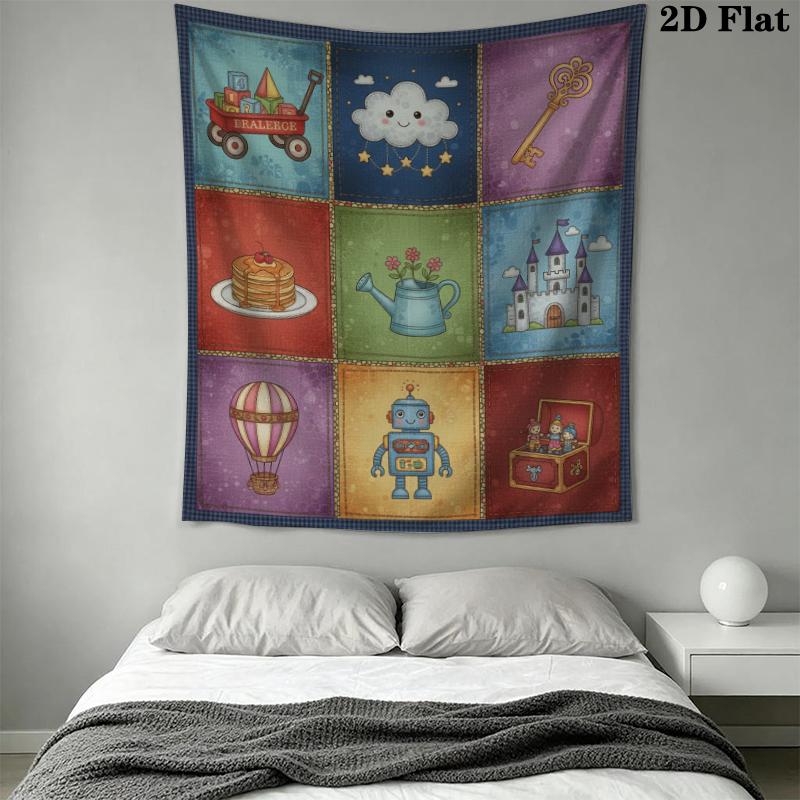Retro Country Wall Tapestry Aesthetic Wall Hanging Printed Fabric Blanket Decorative Tapestries for Bedroom Living Room Home Decor