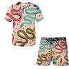 European and American Amazon Summer New Colorful Patterned 3D Print T-shirt Men's Casual Short Sleeve Shorts Short Sleeve Set