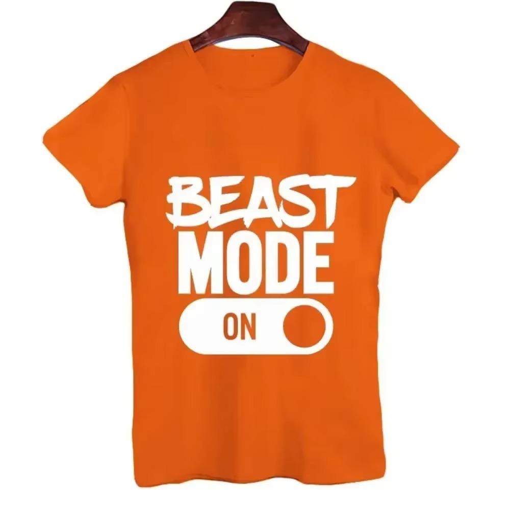Men'S Tees Shirts Beast Mode on Print Funny Design Tshirt Short Sleeve Vacation Tops Male Women T-shirt Oversize Summer Clothes