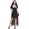 S-3XL Halloween Vampire Witch Trimmer Costume, Punk Horror, Zombie Nun Hat Dress
